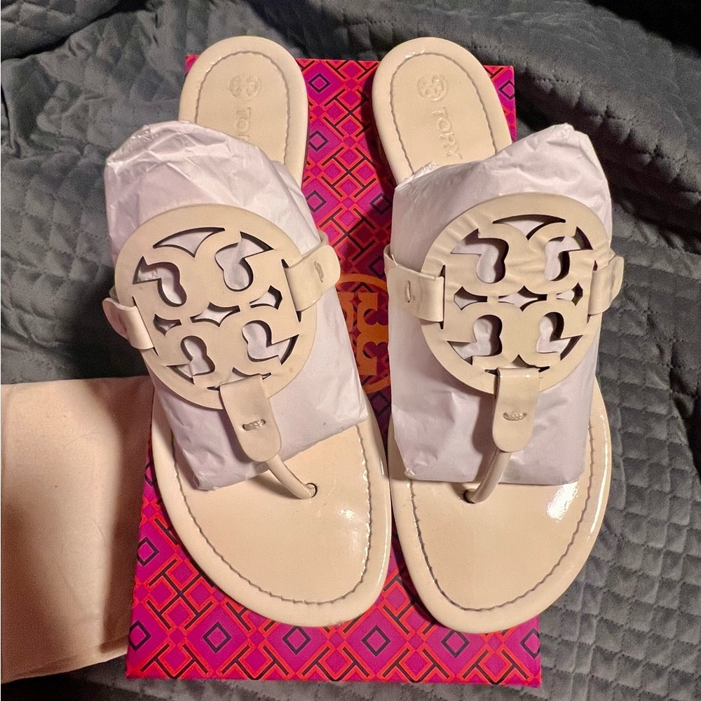 Tory Burch Miller Sandal in patent ivory